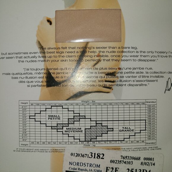 NEW  DONNA KAREN Pantyhose The Nudes Toeless Control Top Tone A01 Tall - Picture 3 of 5
